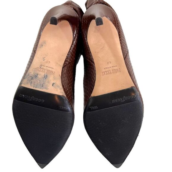 PARIS TEXAS Slouch Python-Embossed High Heel Boots in Cocoa Brown - Picture 10 of 16